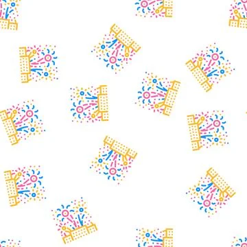 Fireworks explosions vector seamless pattern Stock Illustration