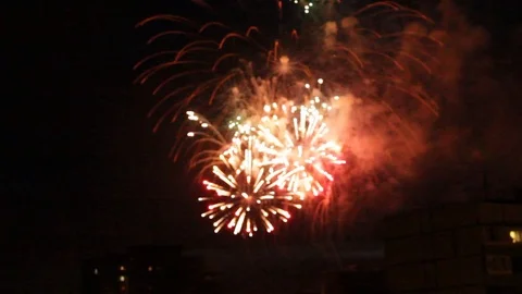 Fireworks on the feast of the Day Video stock 76152705