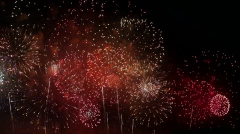 Fireworks finale multi colored 4th of July Stock Footage