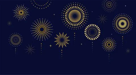 Fireworks, firecracker at night, celebration background, winner, victory poster Stock Illustration