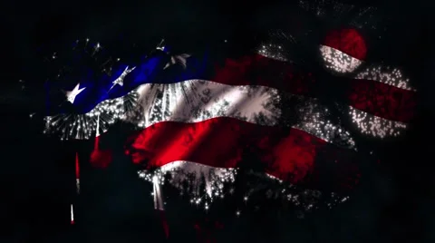 Fireworks Flag matt Stock Footage 50911343