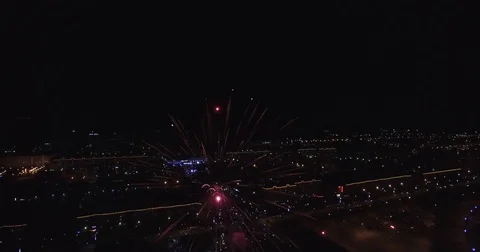 Fireworks fly night 4k Stock Footage 73331406
