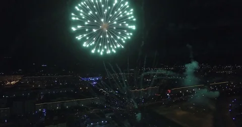 Fireworks fly night 4k Stock Footage 73331842
