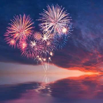 Fireworks in the form of heart Stock Photos
