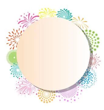 Fireworks frame on white background Stock Illustration