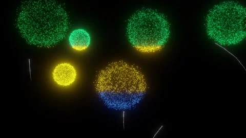 Fireworks of the Gabonese Flag (w/Matte) Stock Footage 303653652