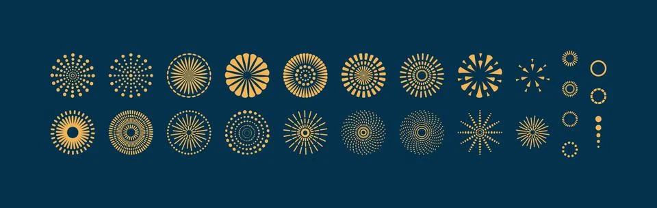 Fireworks geometric design elements collection Stock Illustration