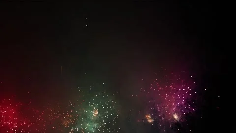 Fireworks - goldrockets multicolor Video stock 254512045
