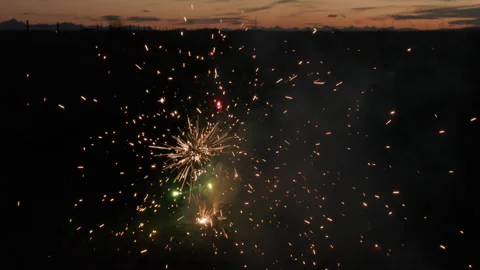 Fireworks on ground at night Stock-Footage 346420151