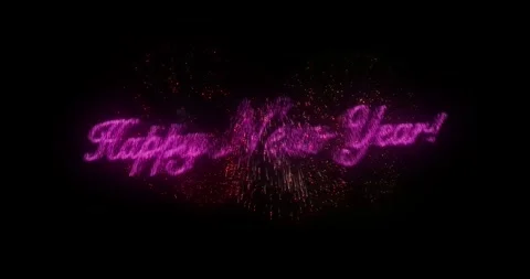 Fireworks Happy New Year Exploding Colorful Text Message Opener And Closer Vídeo Stock 243995075