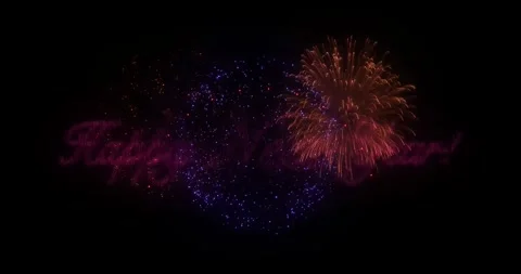 Fireworks Happy New Year Exploding Colorful Text Message Opener And Closer 스톡 동영상 244071084