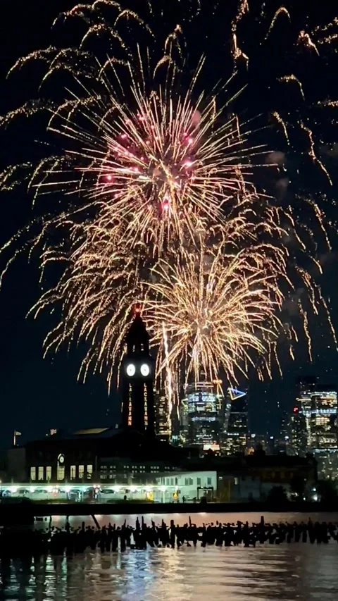 Fireworks in Hoboken NJ Stock Footage 286395087