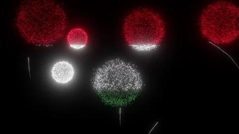 Fireworks of the Hungarian Flag (w/Matte) Stock Footage 294100334