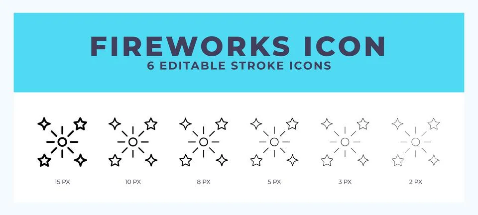 Fireworks icon symbol. Isolated. Vector illustration with editable stroke. Stock Illustration