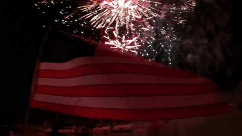 Fireworks at the island Stock Footage 157239917