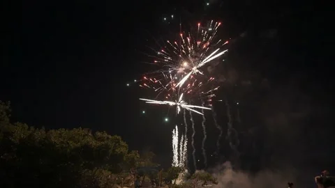 Fireworks on an island Stock Footage 157240338