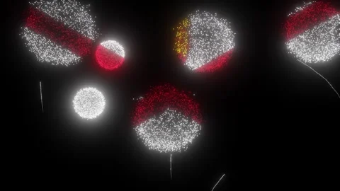 Fireworks of the Jersey Flag (w/Matte) Stock Footage 306577799