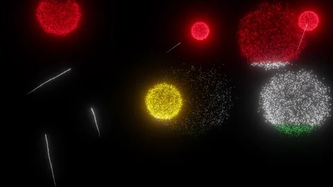 Fireworks of the Kurdish Flag (w/Matte) Stock Footage 311025812