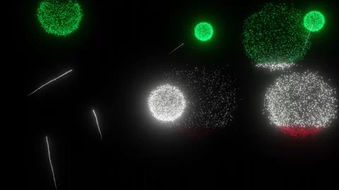 Fireworks of the Kuwaiti Flag (w/Matte) Stock Footage 266960631