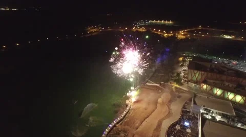 Fireworks Lago Top view Video stock 51780880