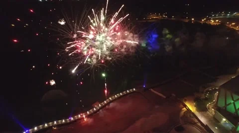 Fireworks Lago Top view Video stock 51780907