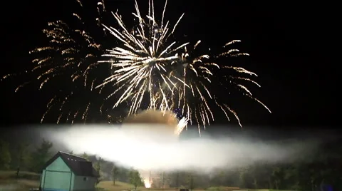 Fireworks on the lake Stock Footage 48648287