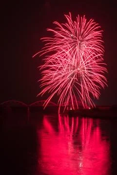 Fireworks in a lake Foto stock