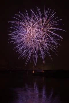 Fireworks in a lake Foto stock
