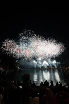 Fireworks in a lake Foto stock