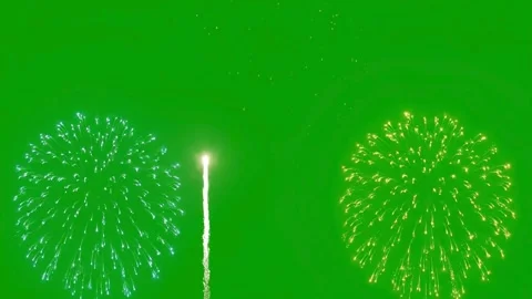Fireworks launch and explode brightly on green screen background 動画素材 331766608