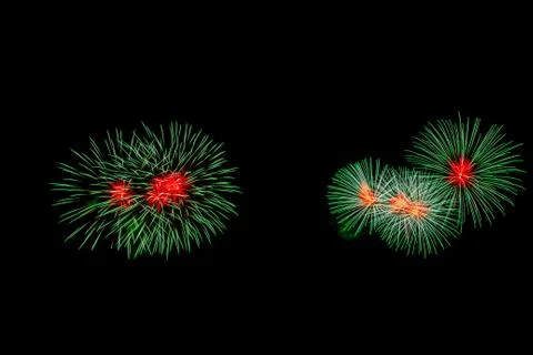 Fireworks light up the dark sky Stock Photos