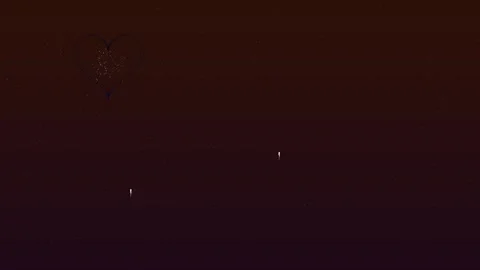 Fireworks light up the night sky with heart shapes for Valentines Day celeb.. Stock Footage 326502338