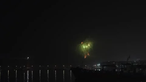Fireworks Light Up Night Sky Over Ha Long City, Vietnam Stock Footage 329597980
