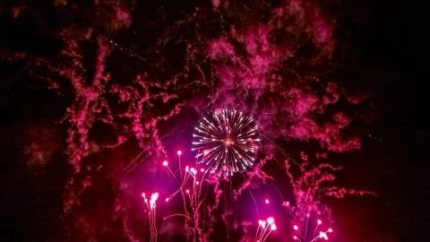 Fireworks light up the night sky. Stock Photos