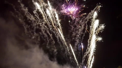 Fireworks Light up the Sky With Dazzling Display Stock Footage 67425422