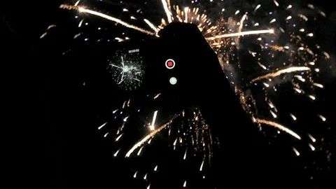 Fireworks light up the sky with dazzling display Stock Footage 89799025