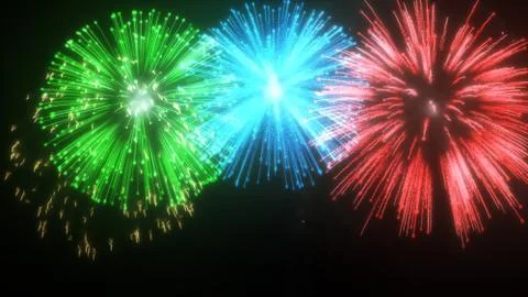 Fireworks light up the sky with dazzling display 3d illustration Stockillustratie