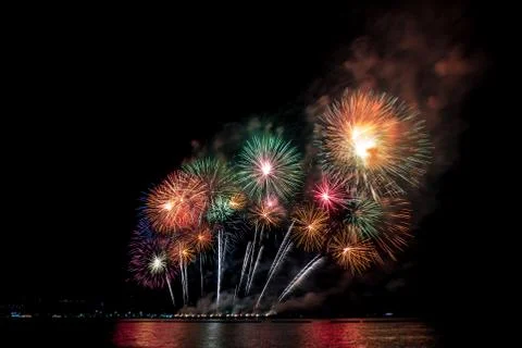 Fireworks light up the sky with dazzling display Stock Photos
