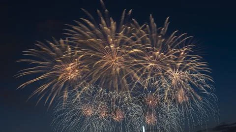 Fireworks light up the sky with dazzling display. Abstract colored firework Stock Photos