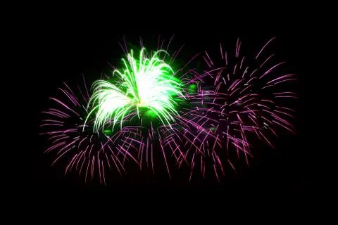 Fireworks light up in the sky, dazzling scene. Stock Photos