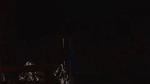 Fireworks light up sky over city. Holidays, celebrating New Year. Stock-Footage 84088025