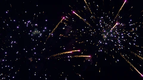 Fireworks Lighting Up the Night Sky Stock Footage 92556372