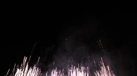 Fireworks lights scattered in the sky Stock Footage 69035092