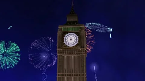 Fireworks Loop With Big Ben / Tower of Westminster 動画素材 8993310
