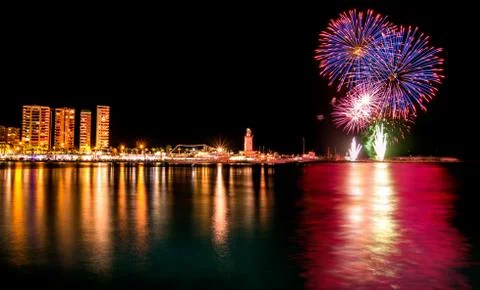 Fireworks in Malaga Stock Photos