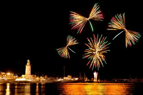 Fireworks in Malaga Stock Photos
