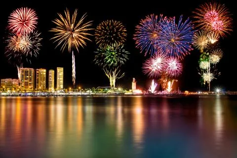 Fireworks in Malaga Stock Photos