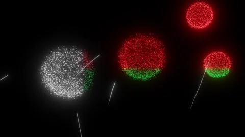 Fireworks of the Malagasy Flag (w/Matte) Stock Footage 313046391