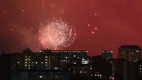 Fireworks May 9 on Victory Day in Moscow Stock Footage 192913043