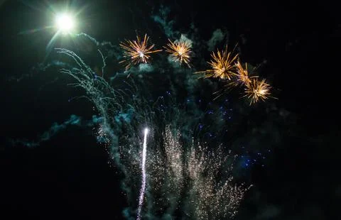 Fireworks with moon Foto stock